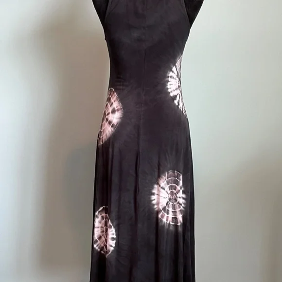 NWT Deborah Viereck Black Tie-Dye Midi Dress - Picture 7 of 10